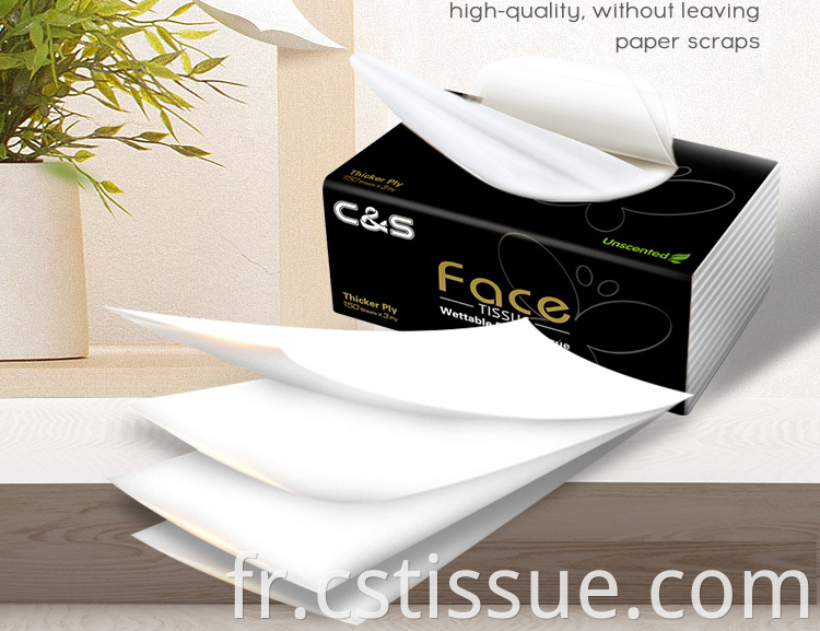 Emballage doux jetable Absorption d'eau forte en bois vierge en bois 3 pli tissu facial